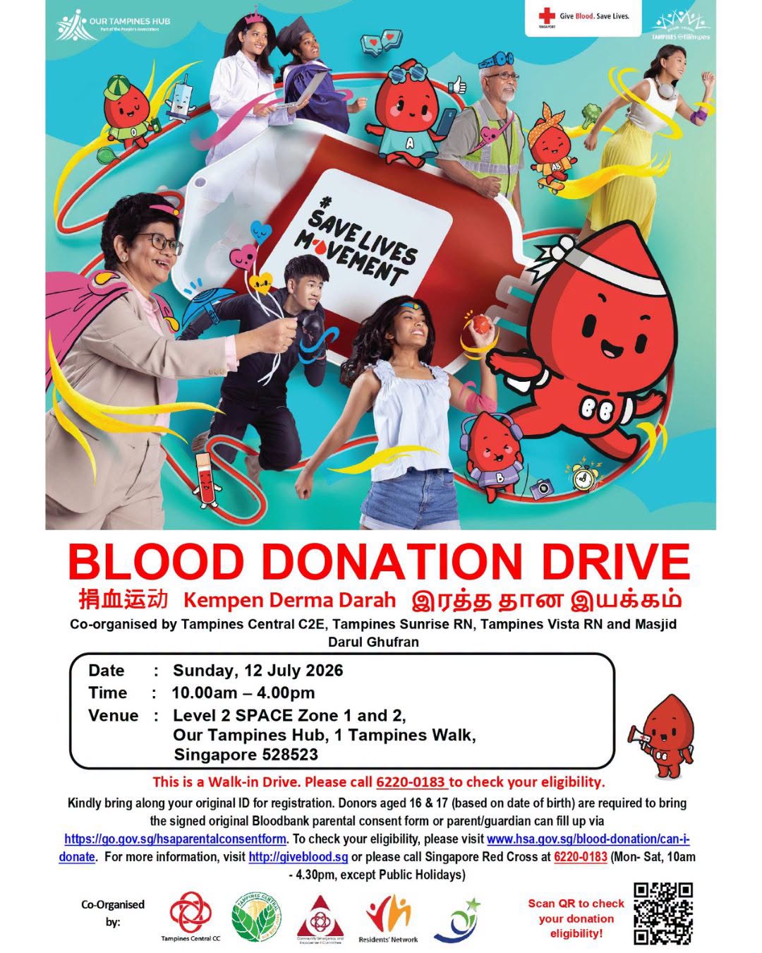 Save Lives Movement blood donation drive at Our Tampines Hub