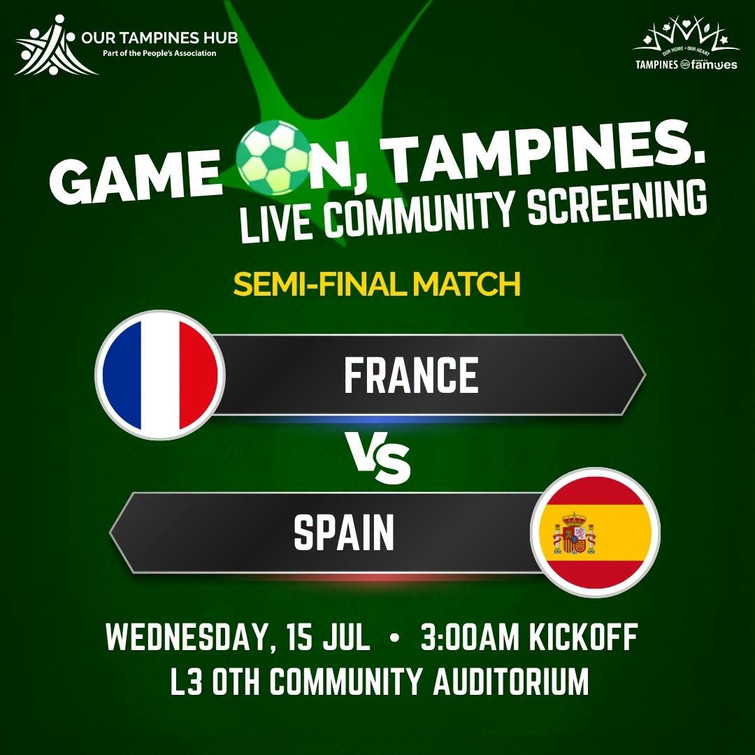 Catch France vs Spain Semi-Final Live at Our Tampines Hub on 15 July