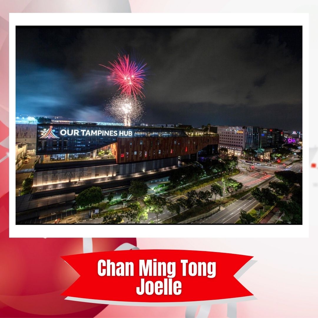 Spectacular fireworks over Our Tampines Hub during National Day celebrations.