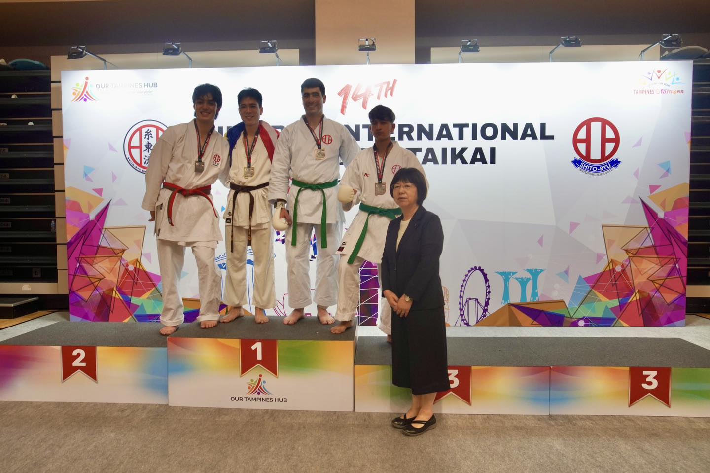 Karate practitioners demonstrating forms at the Taikai
