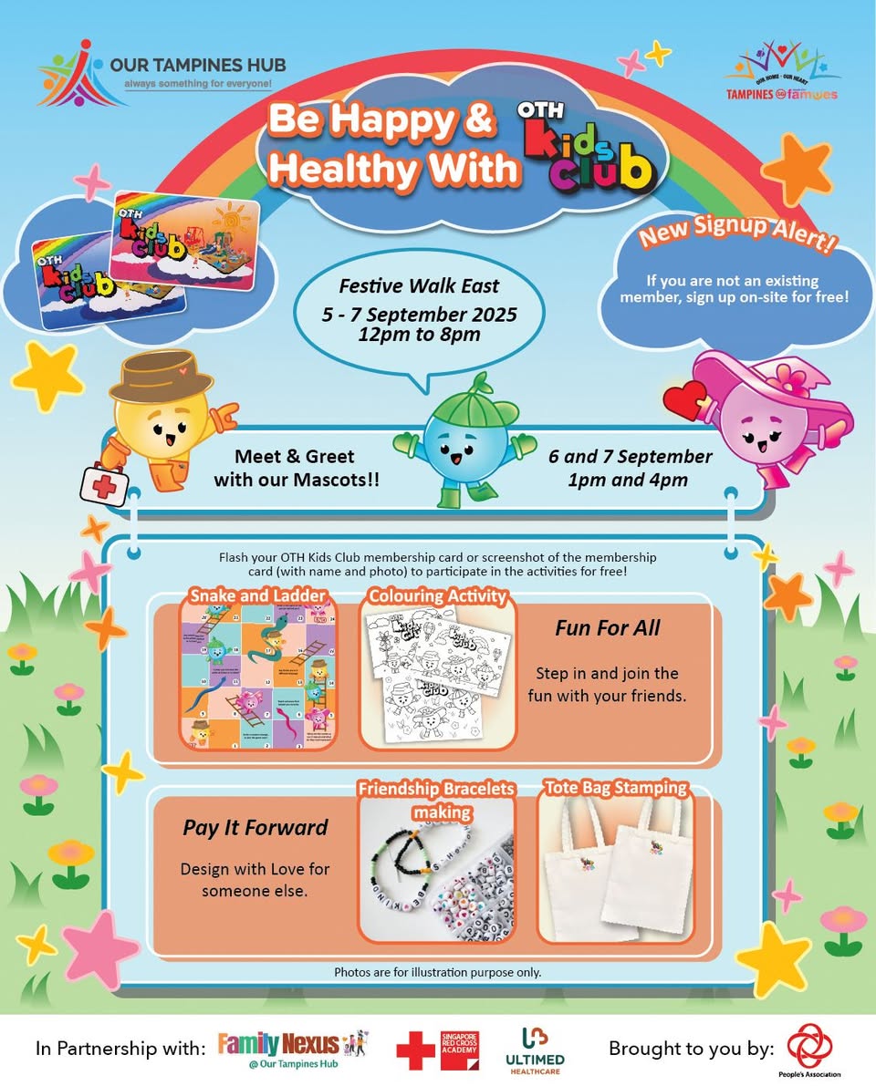 Children enjoying various interactive activities at Our Tampines Hub Kids Club event