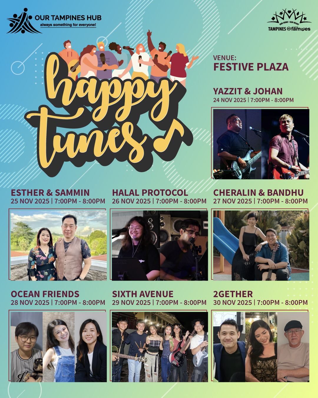 Local artistes performing live music at Festive Plaza