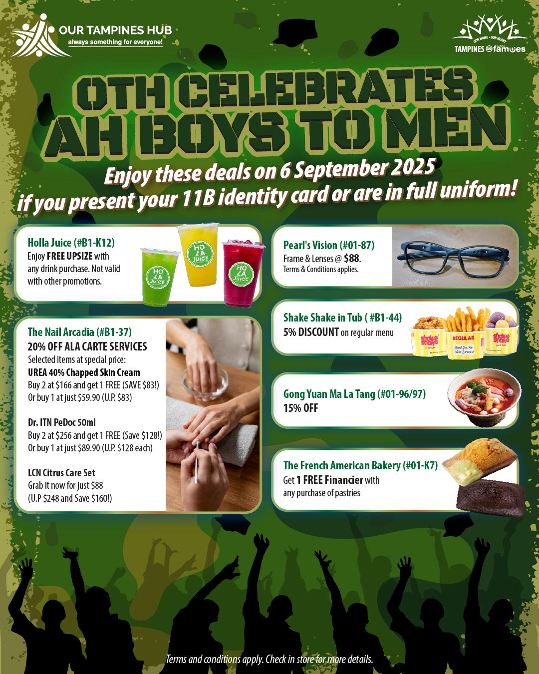 Our Tampines Hub celebrates NS men with special promotions.