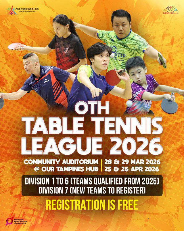 Table tennis players in action at Our Tampines Hub