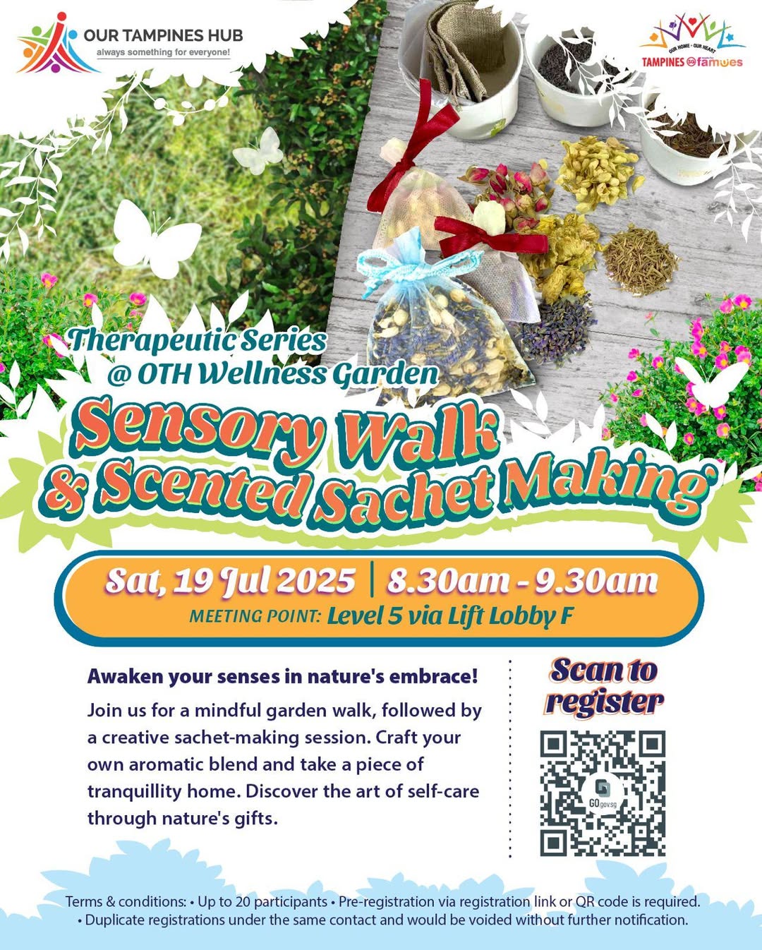 Participants engaging in a mindful activity at OTH Wellness Garden