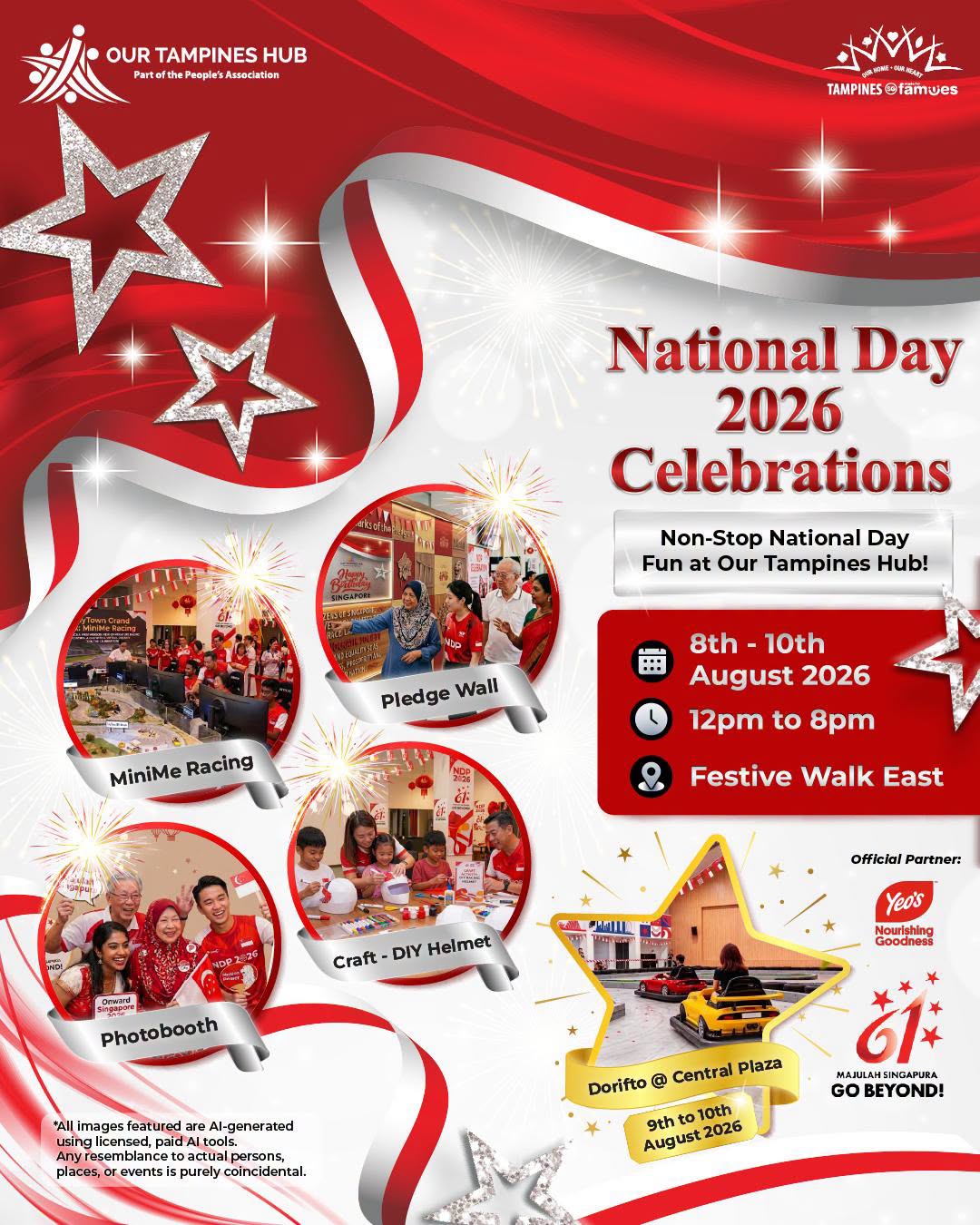 SG61 National Day Celebration at Our Tampines Hub 8-10 Aug 2026