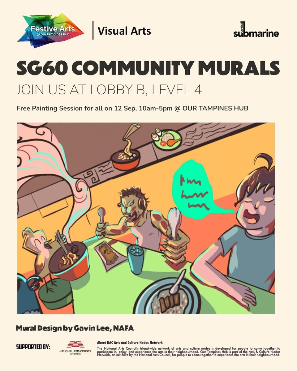 Detailed shot of a mural artwork at Our Tampines Hub