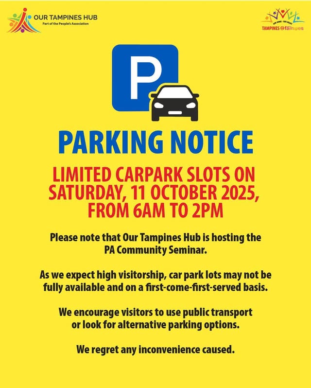 Visual advisory regarding parking at Our Tampines Hub