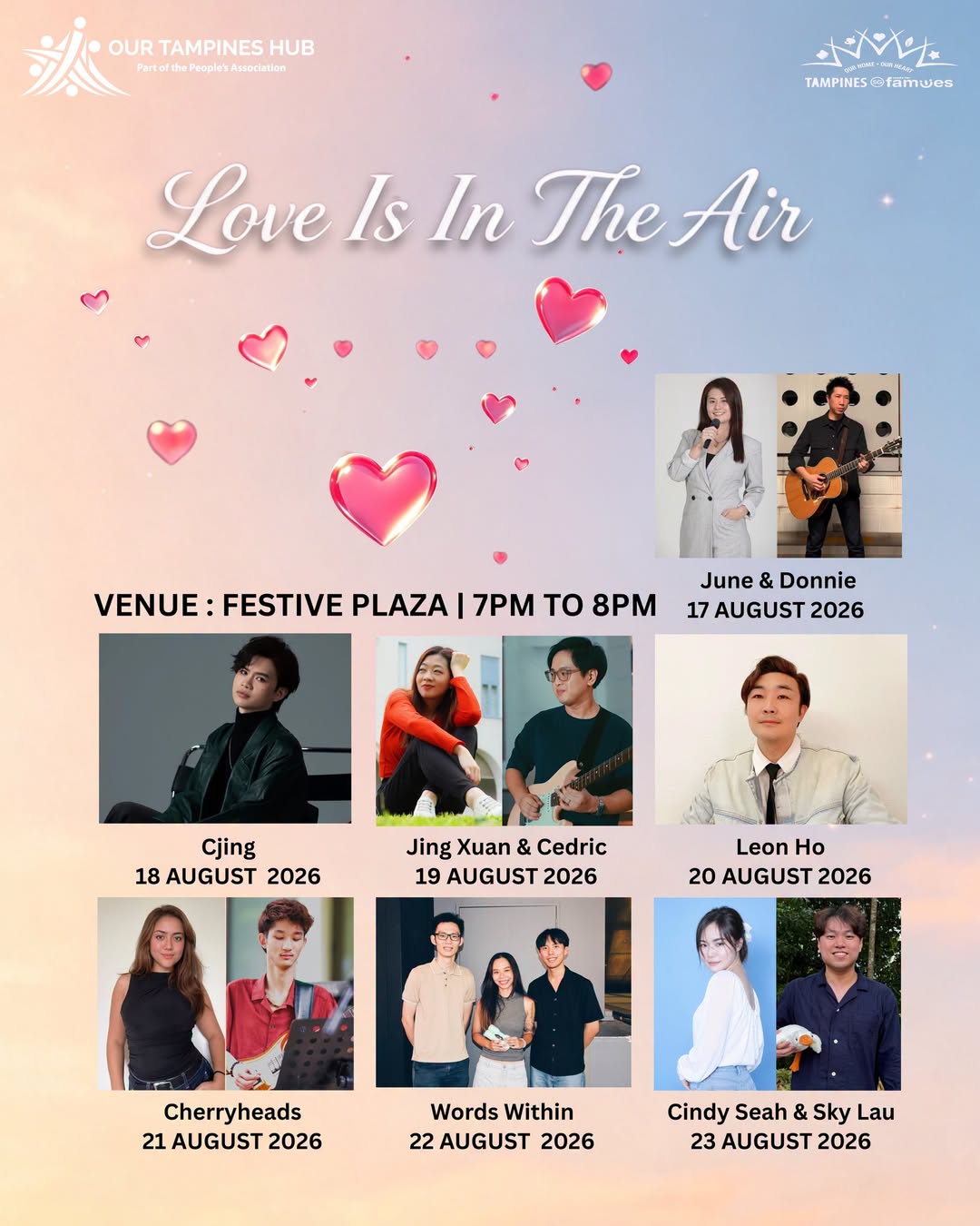 Love Is In The Air Live Music Concert at Our Tampines Hub, 17 to 23 August