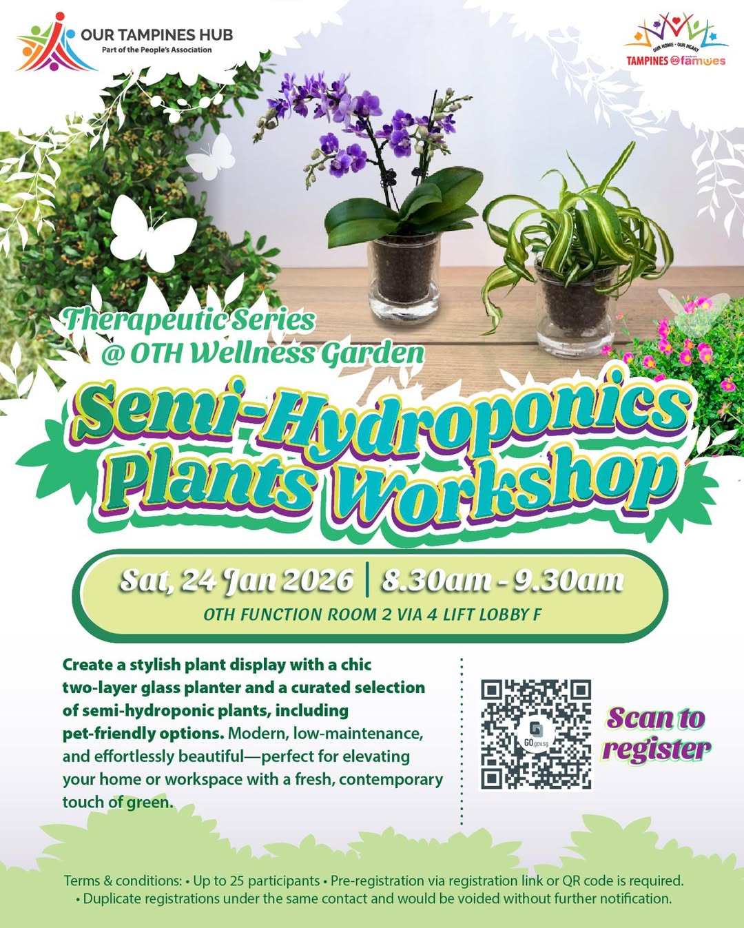 A stylish two-layer glass planter featuring lush green foliage