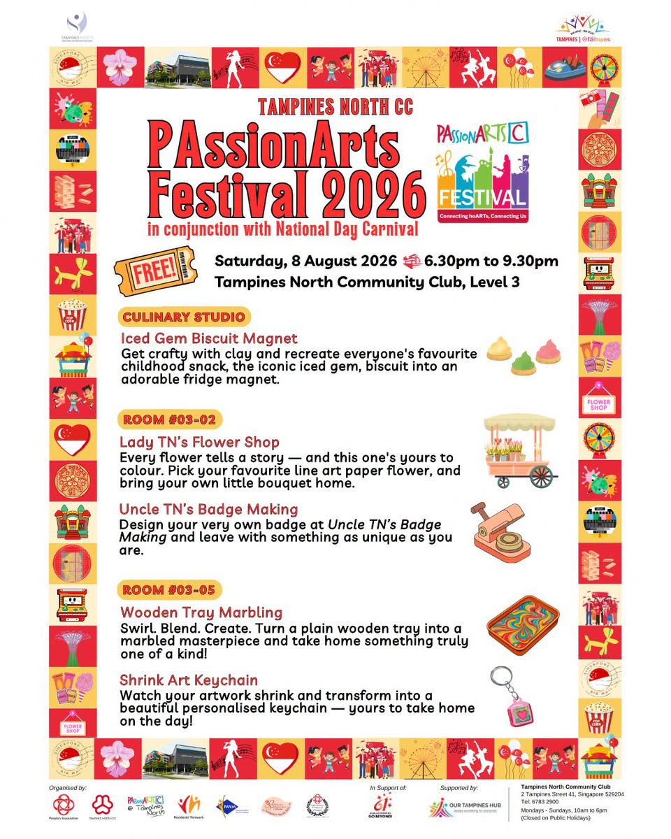 PAssionArts Festival 2026 at Tampines North CC: Free Crafts, Art and Live Music