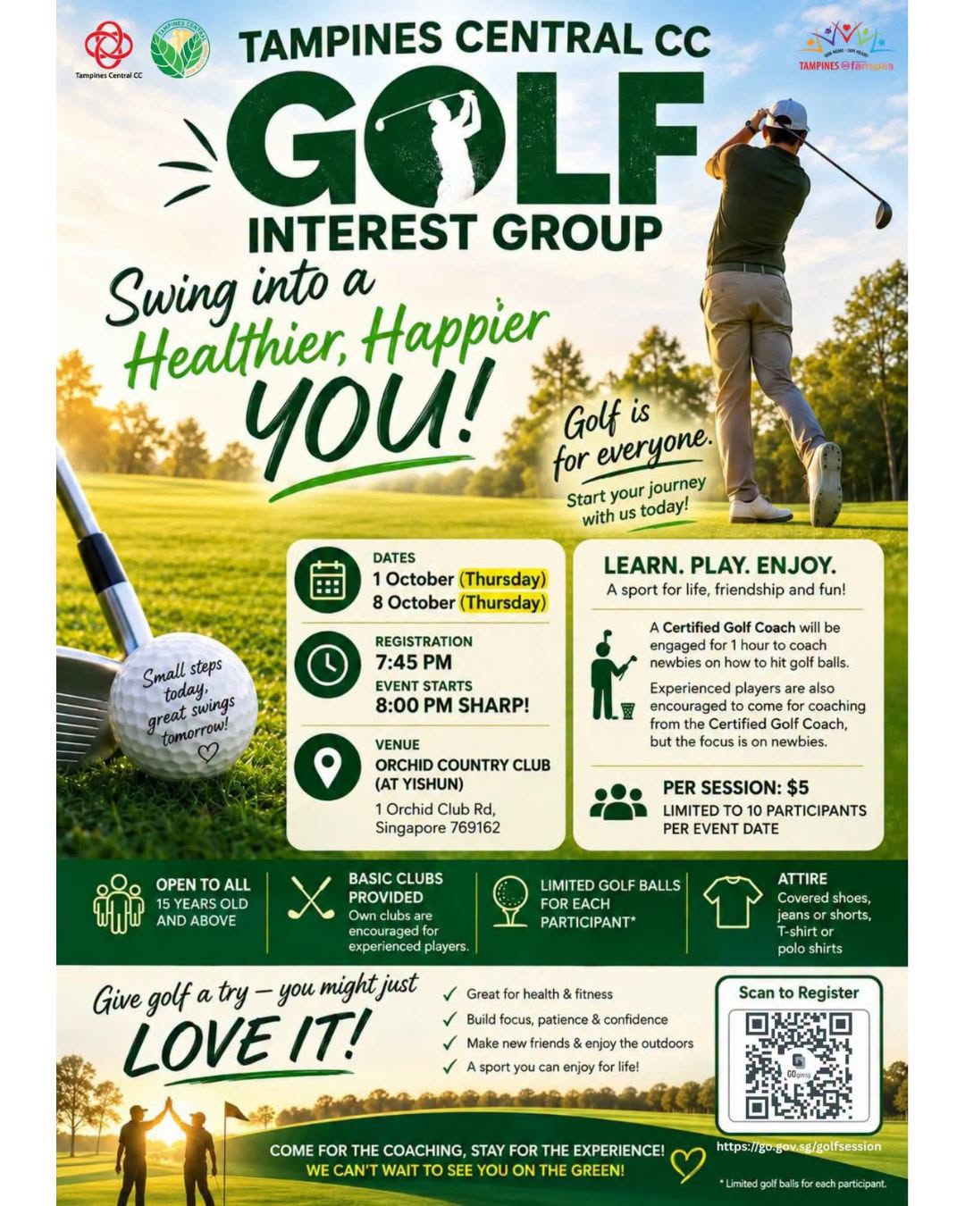 Tampines Central CC Golf Sessions Return This October at $5 Per Session