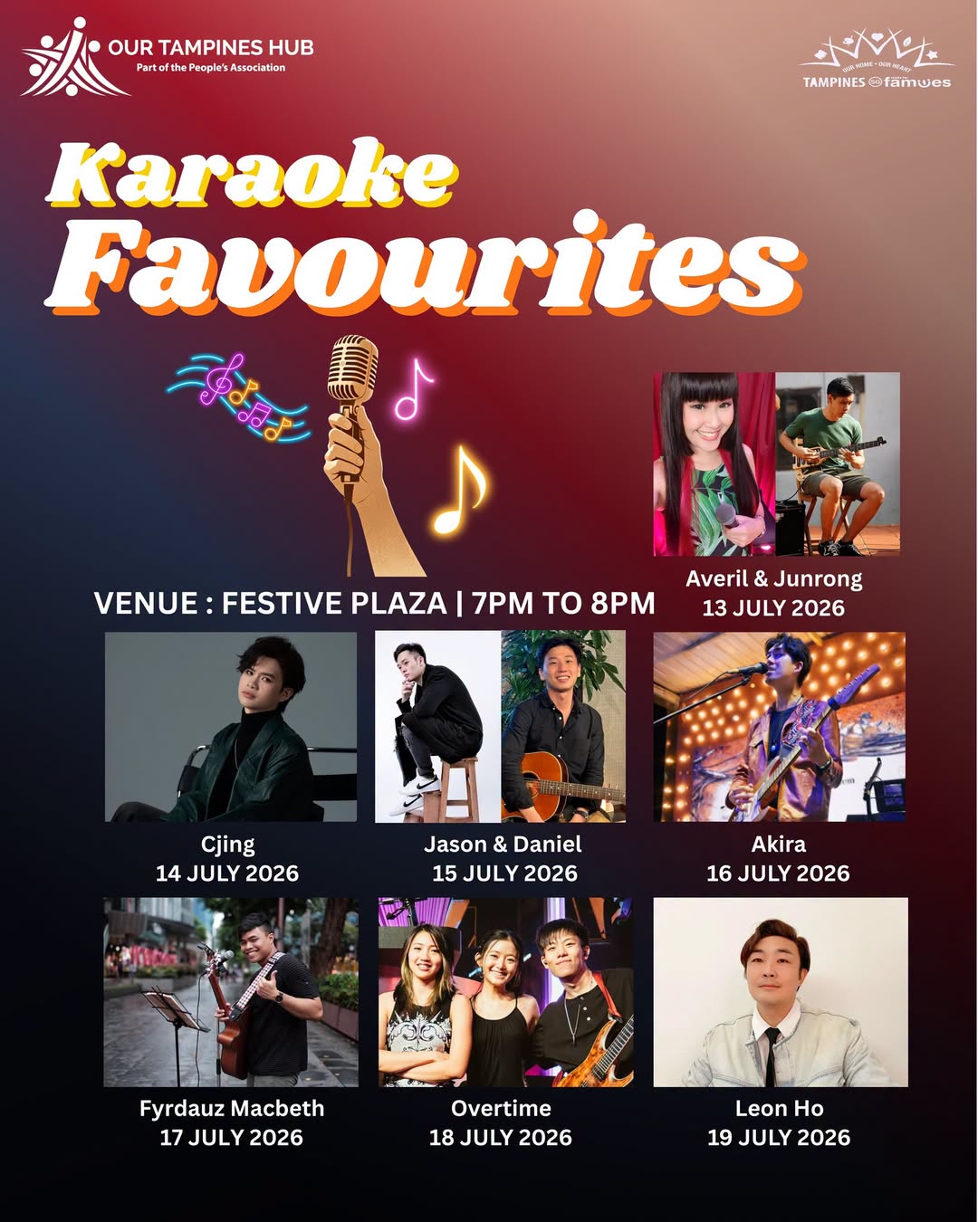 Karaoke Favourites Live Music Concert at Festive Plaza, Our Tampines Hub