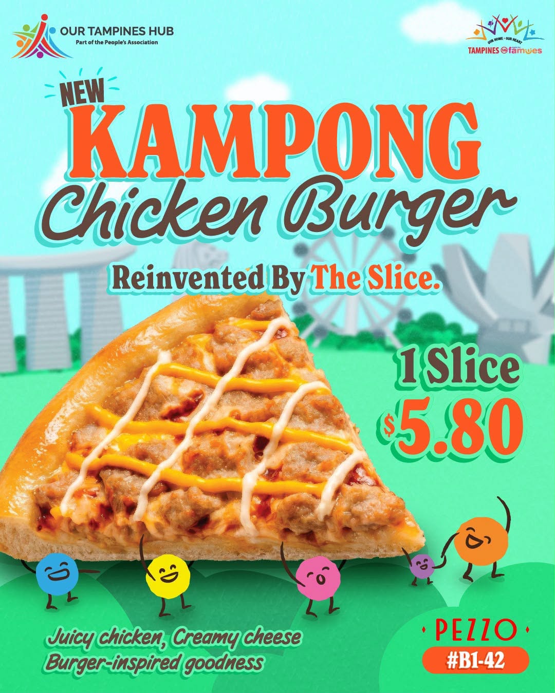 Pezzo Launches Kampong Chicken Burger Pizza at Our Tampines Hub
