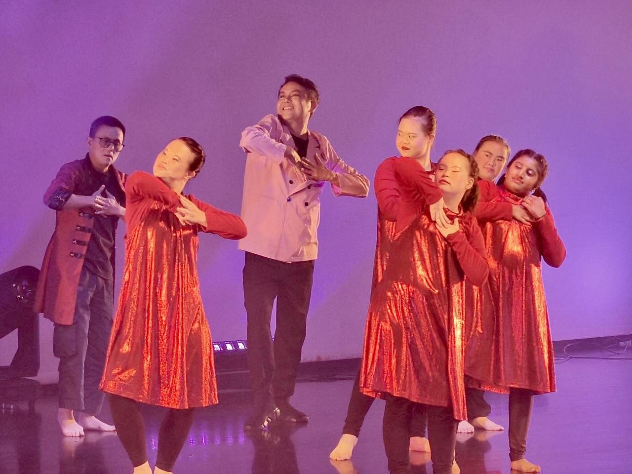 Dancers performing on stage during the Echoes in the Wild production
