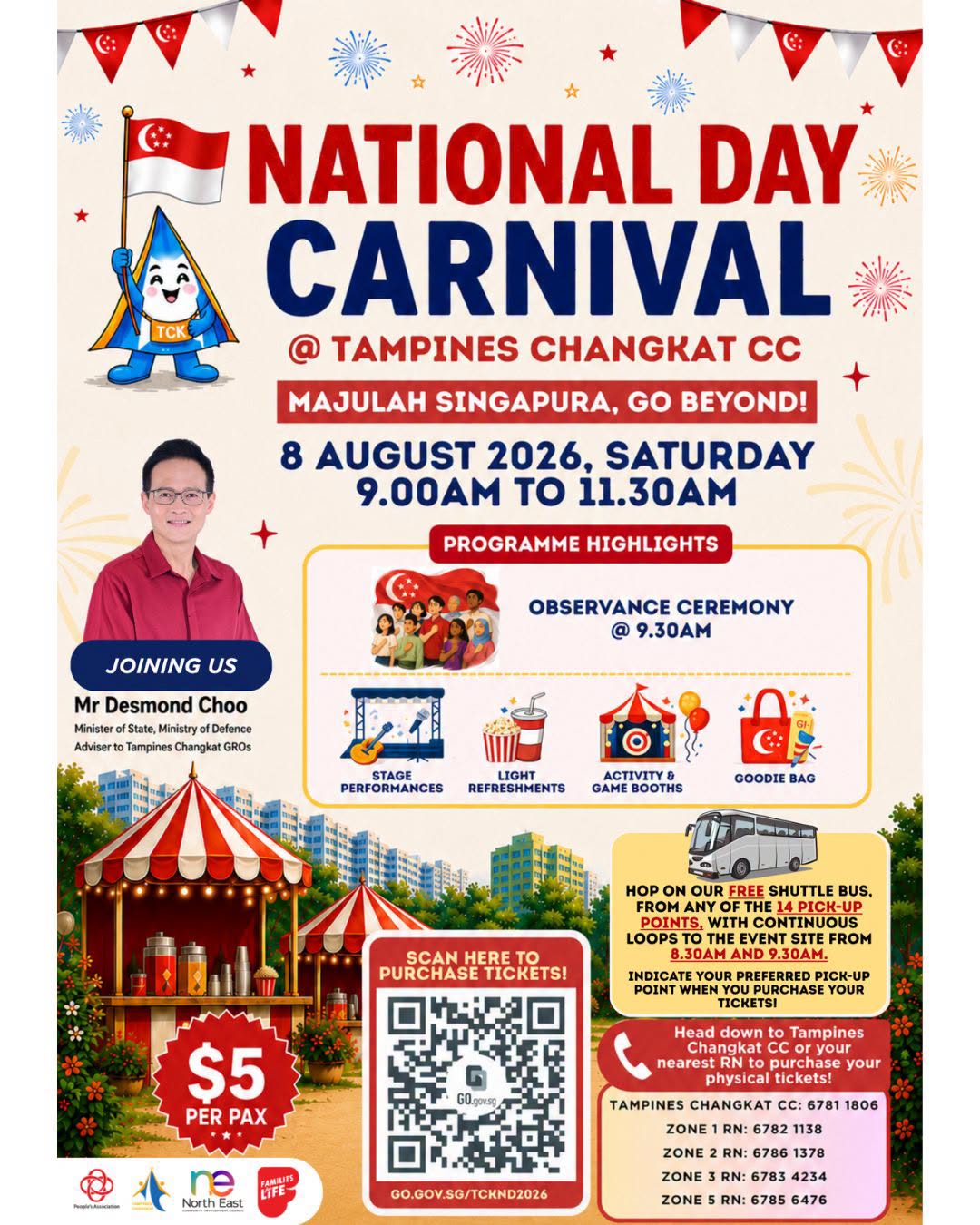 Tampines Changkat National Day Carnival on 8 August 2026, Tickets at $5