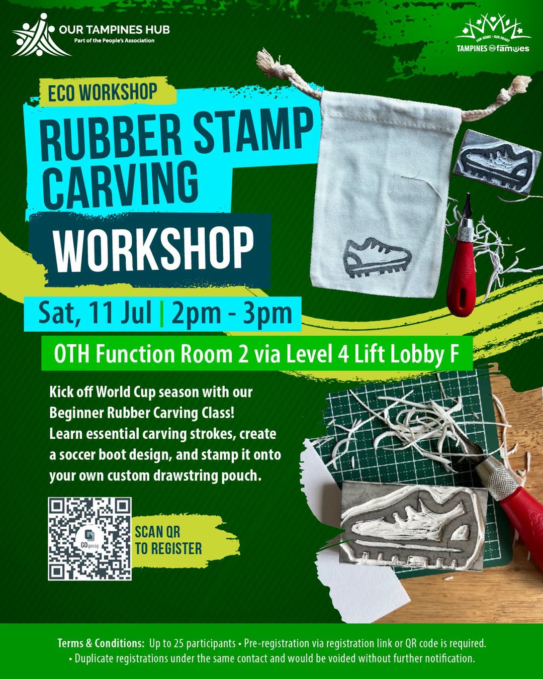 Beginner Rubber Carving Class at Our Tampines Hub on 11 July 2026