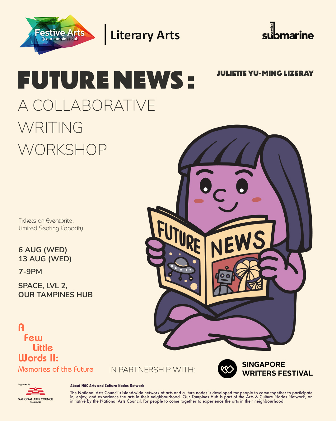 An illustration depicting a futuristic newspaper with headlines about intergalactic events and alien horoscopes.