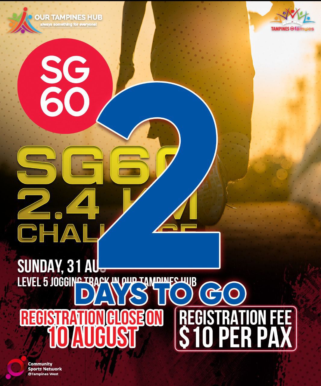 Runners preparing for the SG 2.4km Challenge at Our Tampines Hub