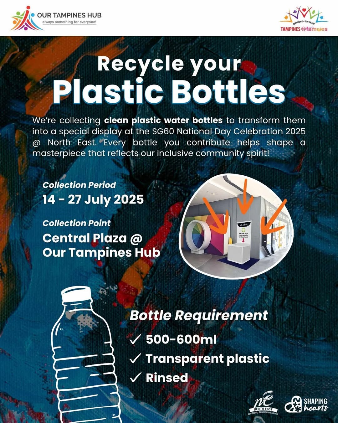 Community art installation bottle collection event at Our Tampines Hub