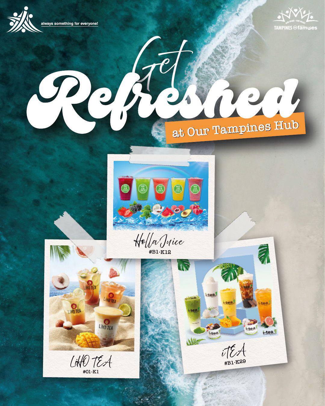 A frosty glass with a refreshing beverage, perfect for a hot day at Our Tampines Hub.