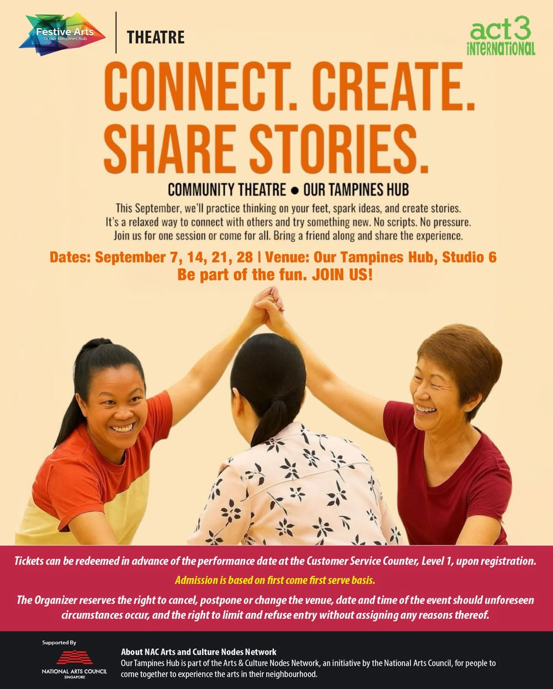 A group participating in an interactive storytelling workshop.