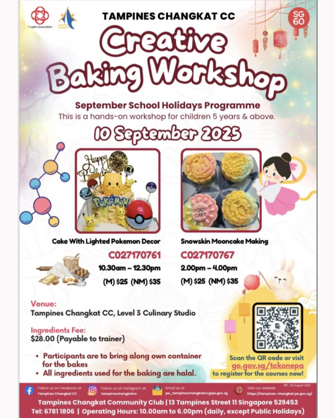 Children and adults enjoying a baking workshop at Tampines Changkat CC.