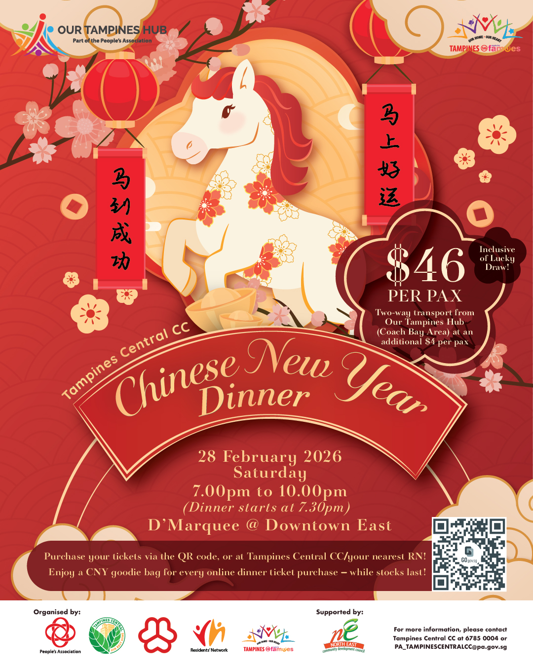 Community members celebrating Chinese New Year with festive decorations