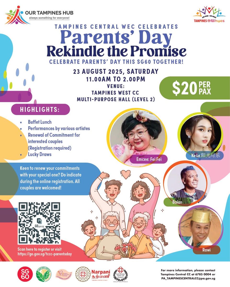 Community members gathering for an event in Tampines Central