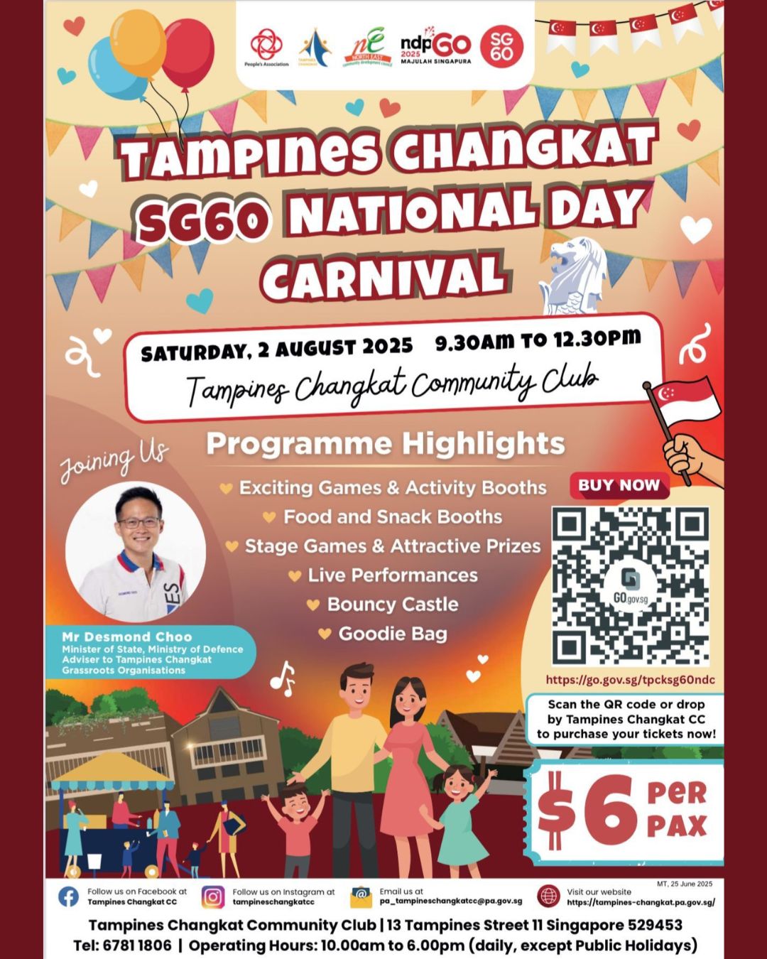 Vibrant community gathering celebrating Singapore's National Day at Tampines Changkat