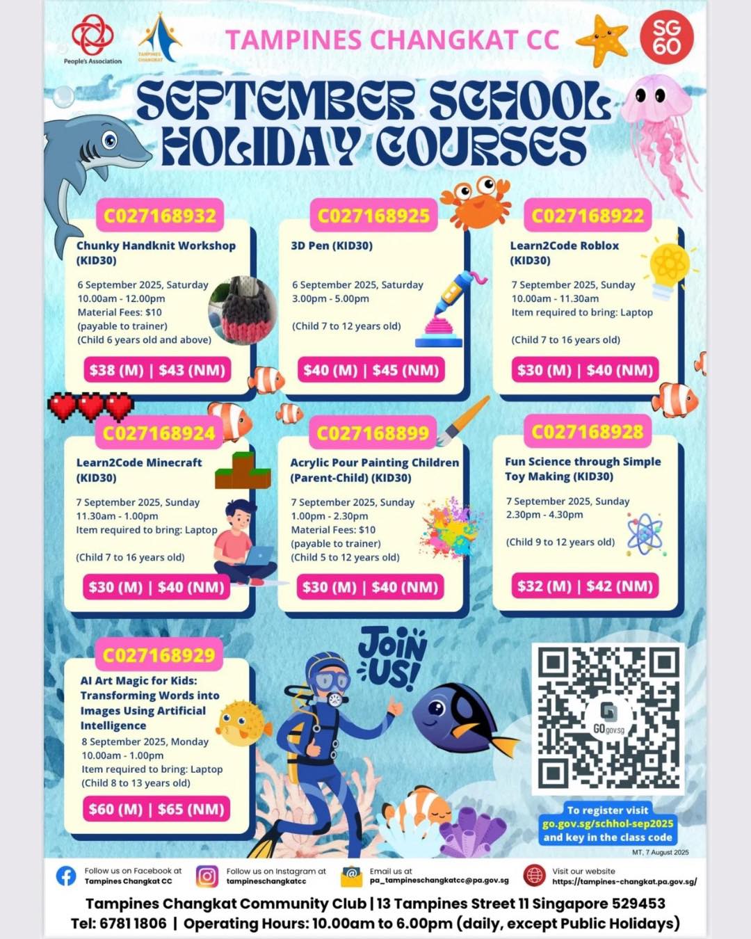 Children engaged in creative and educational workshops at Tampines Changkat CC.