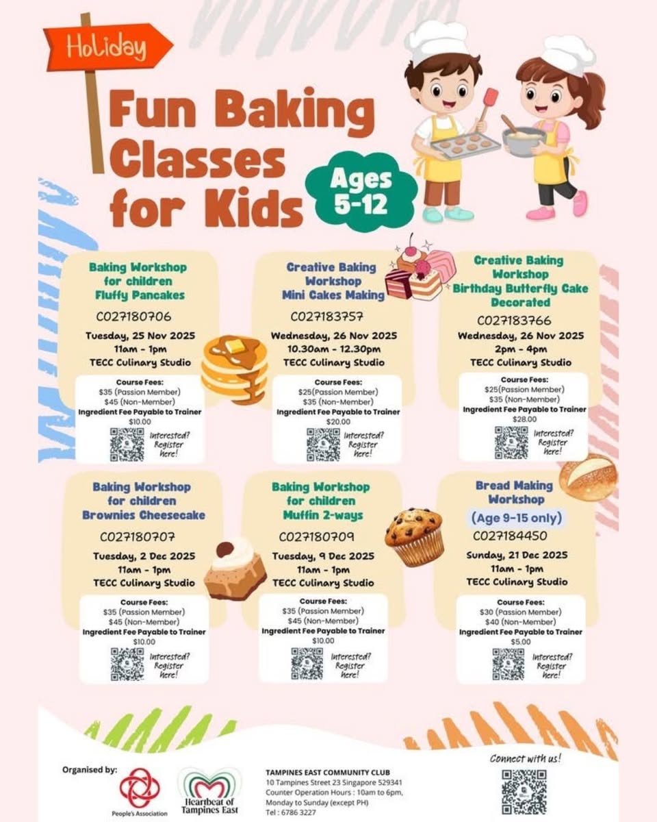 Children happily engaged in a baking workshop, perhaps mixing ingredients or decorating cupcakes.