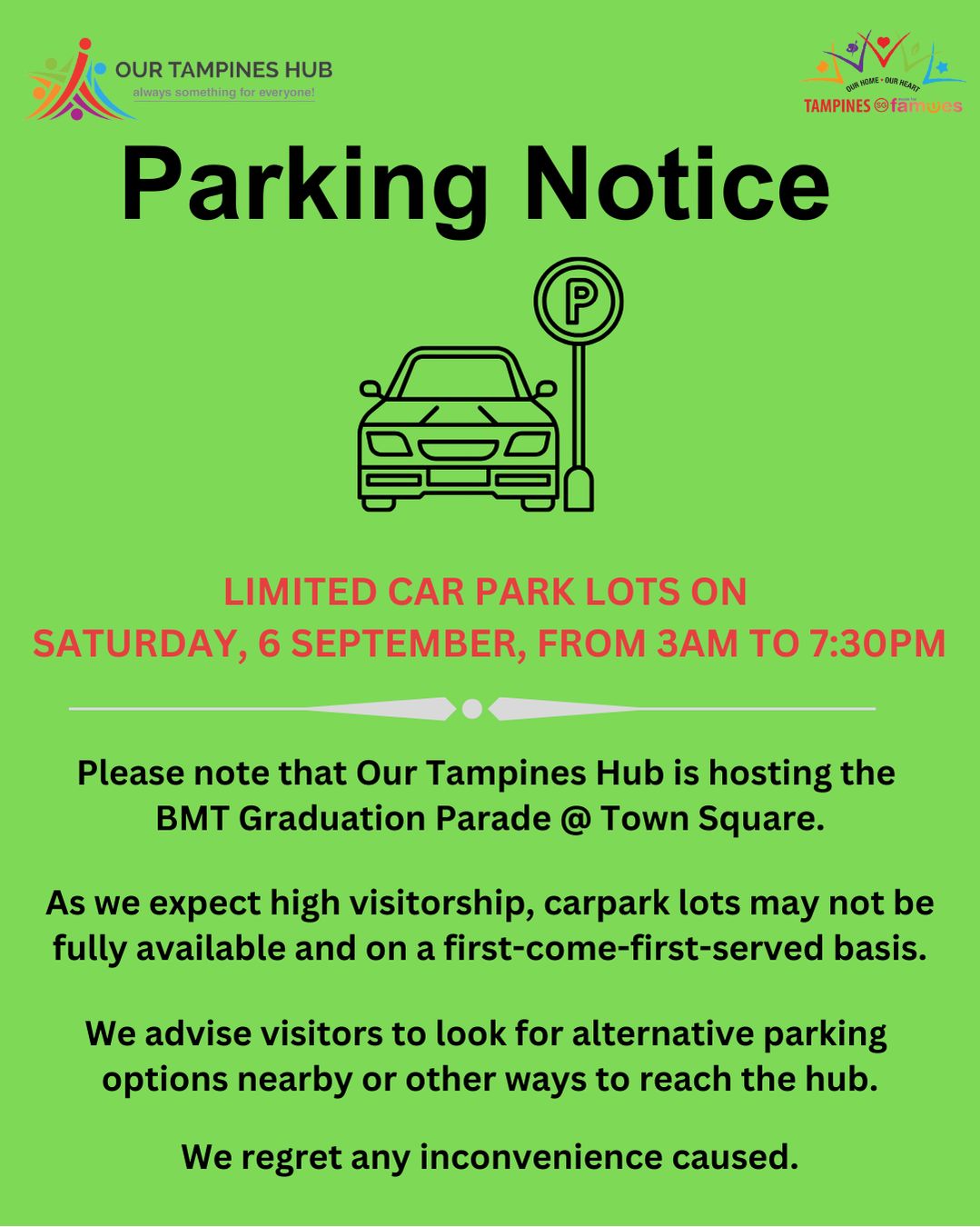 Our Tampines Hub Town Square, ready for the Basic Military Training Graduation Parade.