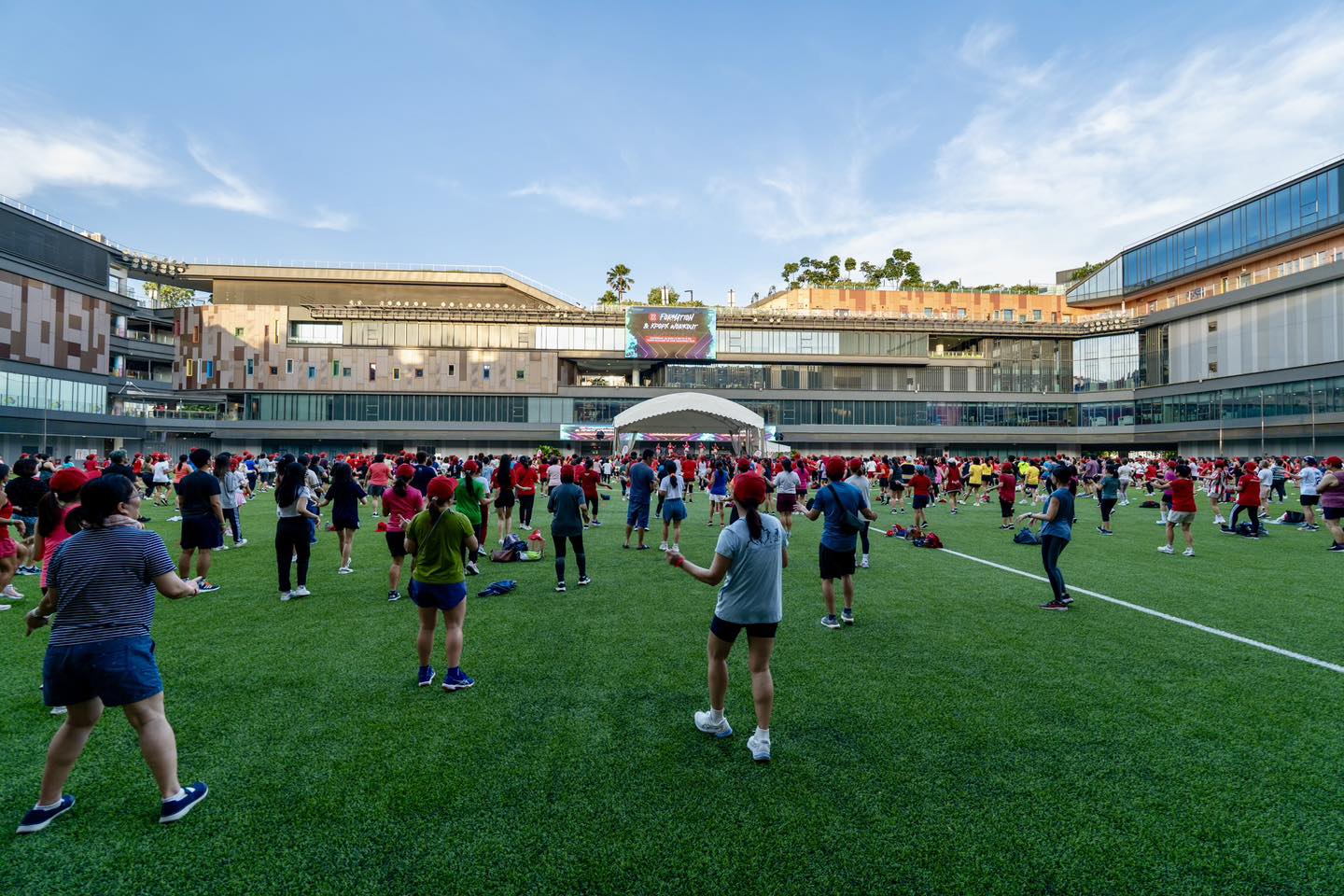 The moment participants form the SG60 human formation, setting a new record