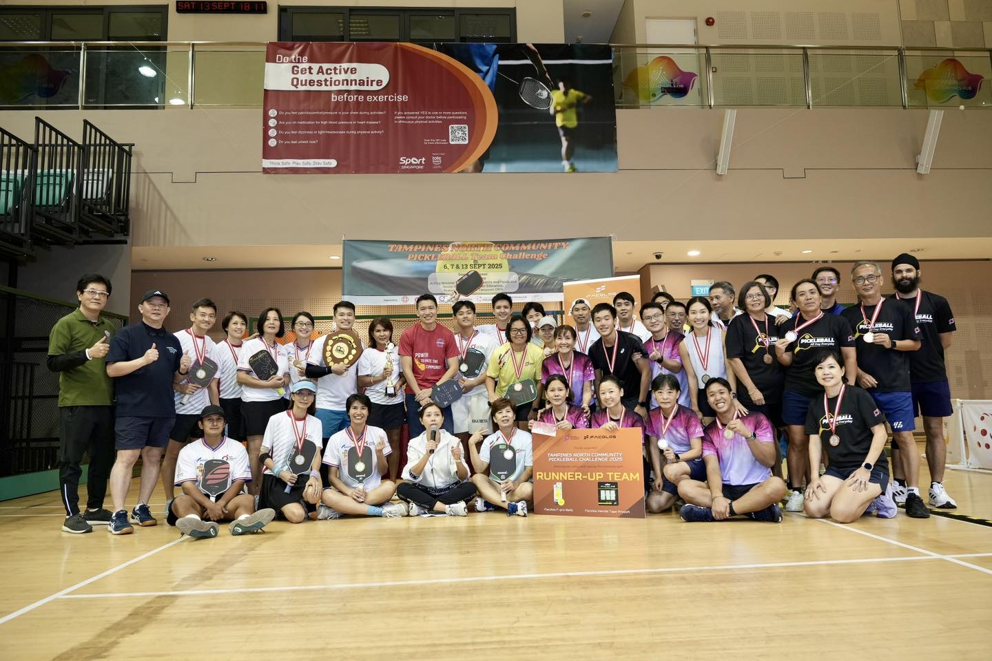 Winners celebrating at the Tampines North Pickleball Team Challenge