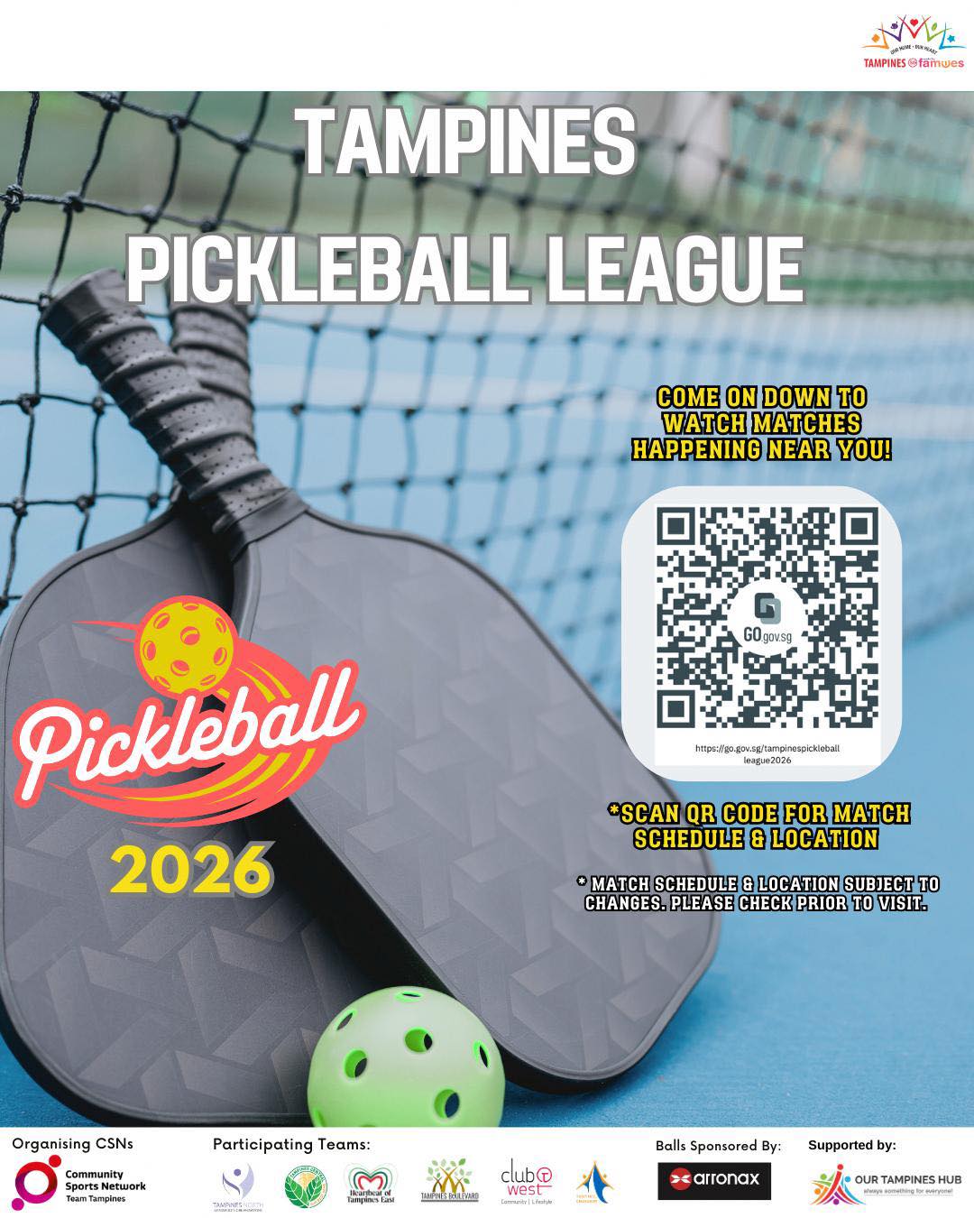 Tampines Pickleball League 2026 promotional poster