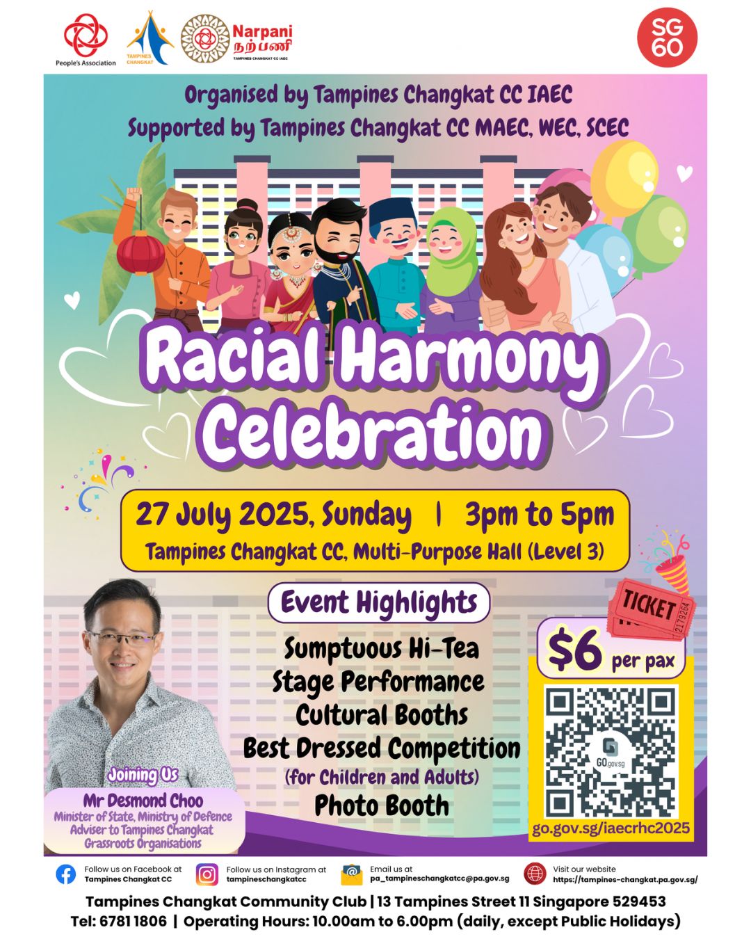 A diverse group of people celebrating togetherness at a community event.