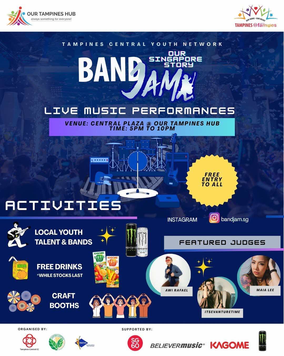 Energetic youth band performing live on stage at the SG60 BandJAM! competition