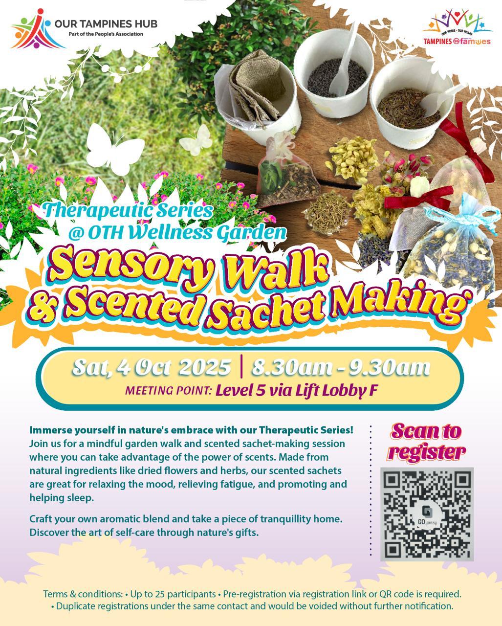 A person's hands gently arranging dried flowers and herbs, possibly for sachet crafting, surrounded by natural elements.