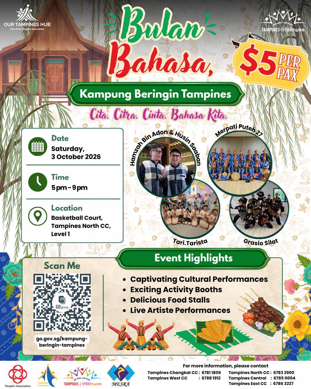 Bulan Bahasa Kampung Beringin Tampines Returns 3 Oct 2026 at $5