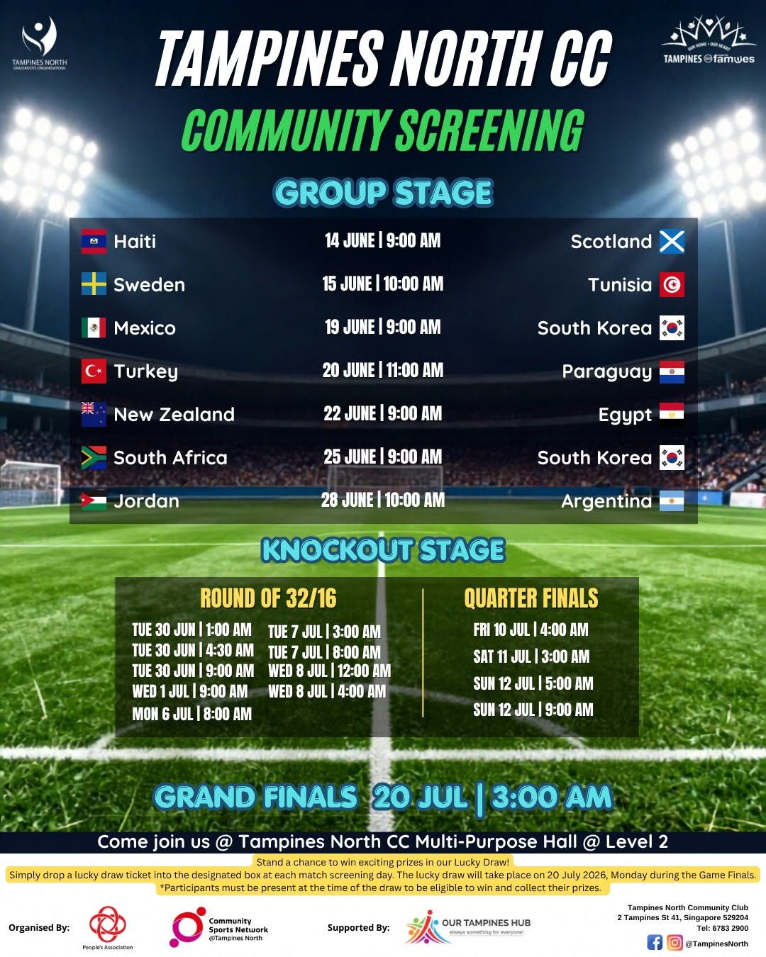 Community soccer screening at Tampines North CC