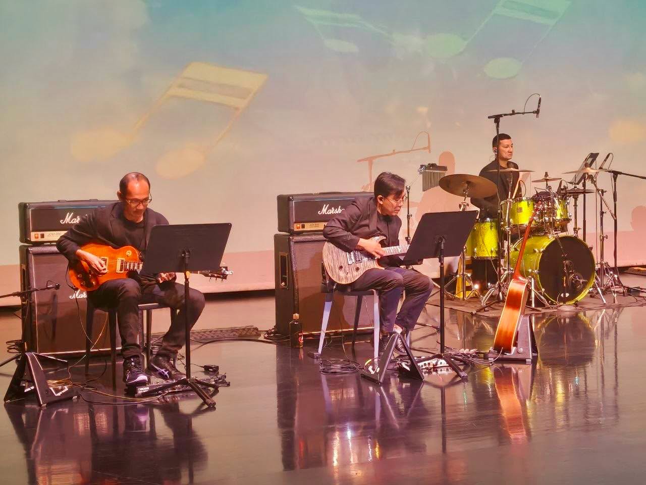 Live band performing with Marshall amplifiers