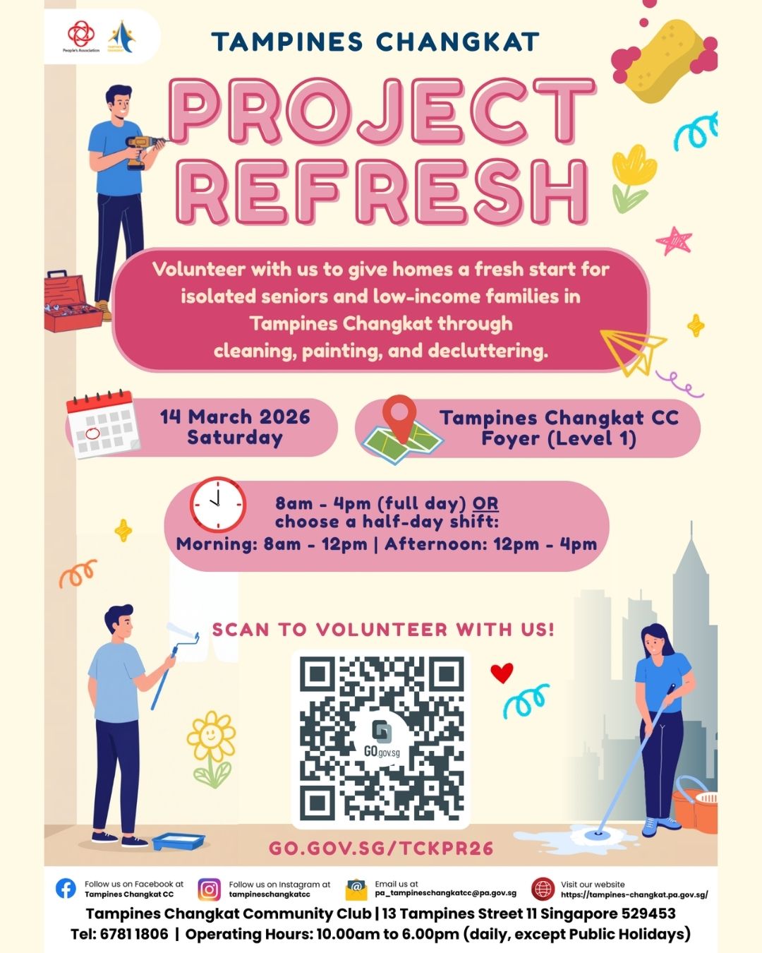 Volunteers working together to improve community living spaces