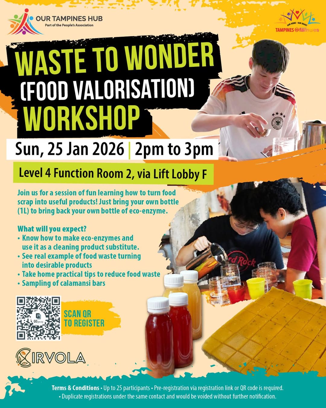 Participants learning to create eco-enzymes from food waste