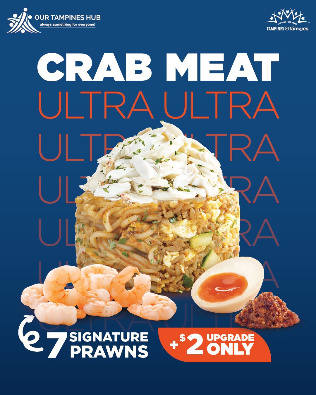 WOK HEY's Laksa Fried Rice and Laksa Noodles dishes with crab and egg