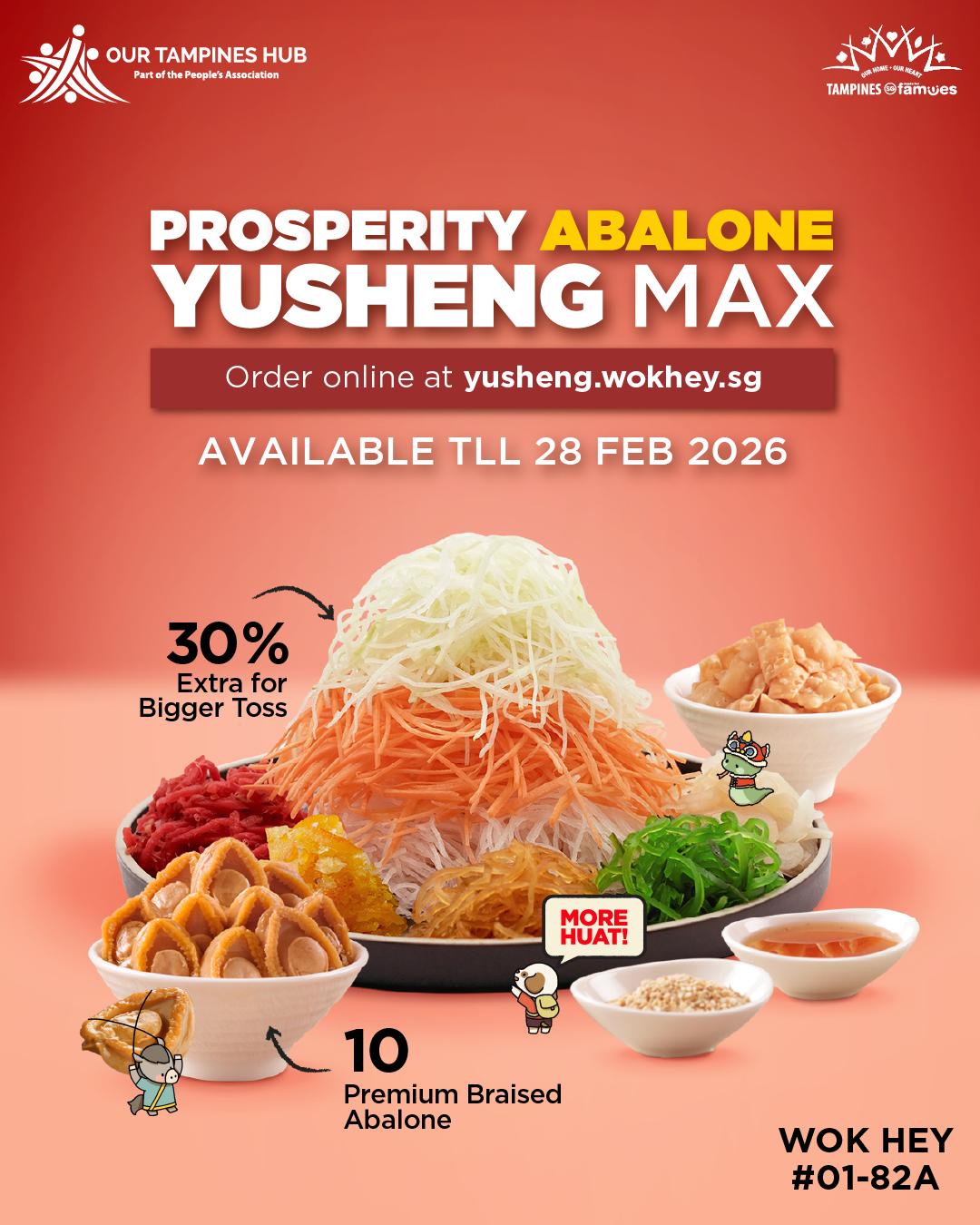 A vibrant platter of Wok Hey’s Prosperity Yusheng MAX featuring fresh vegetables and premium abalone