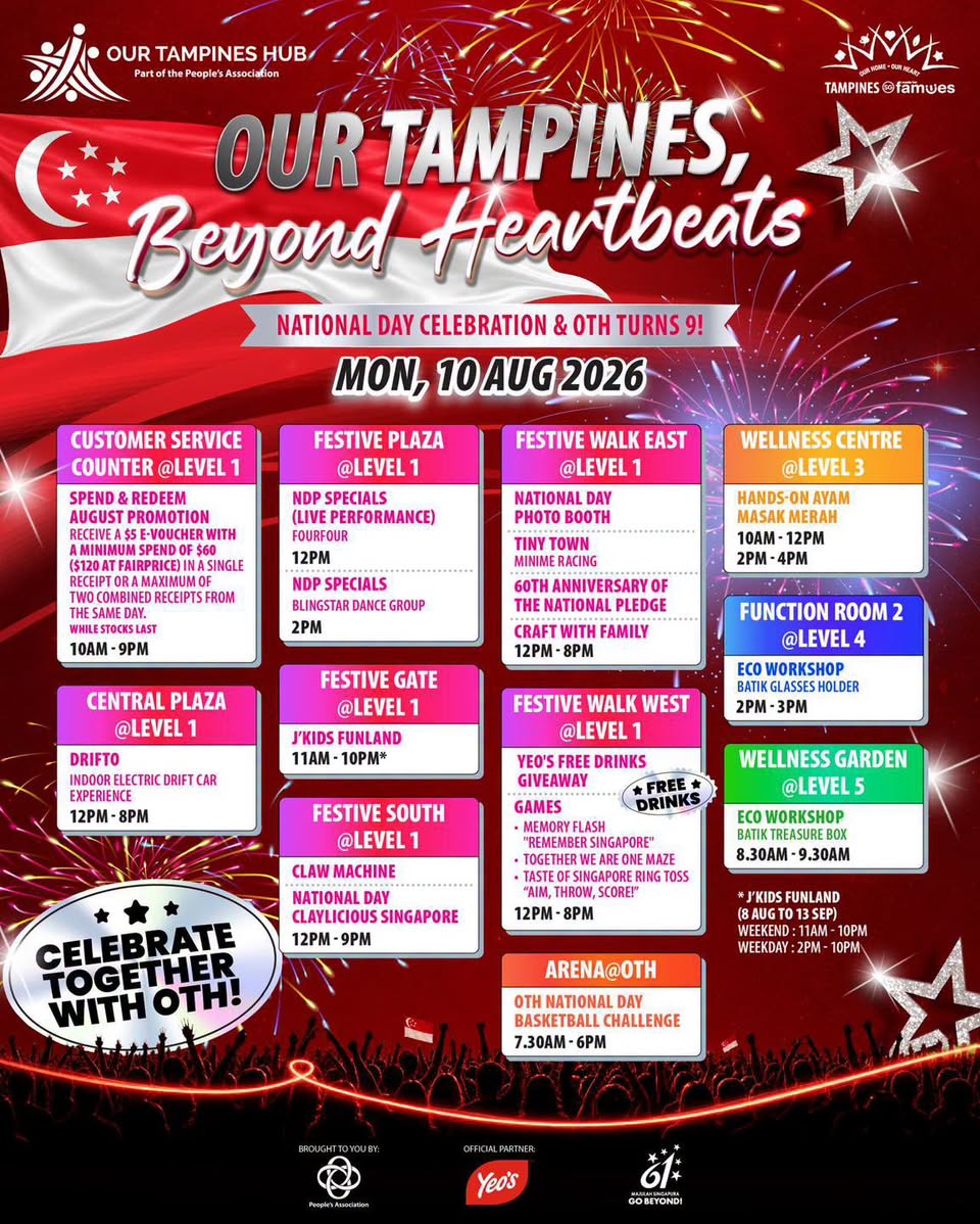 10 August National Day programme at Our Tampines Hub