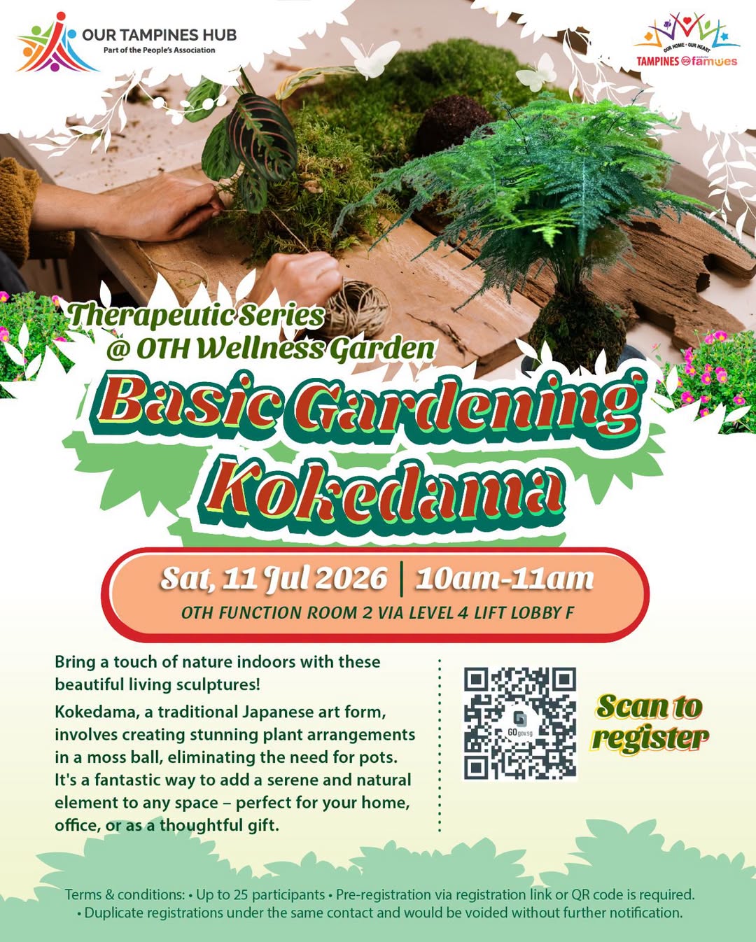 Kokedama Workshop at Our Tampines Hub on 11 July 2026