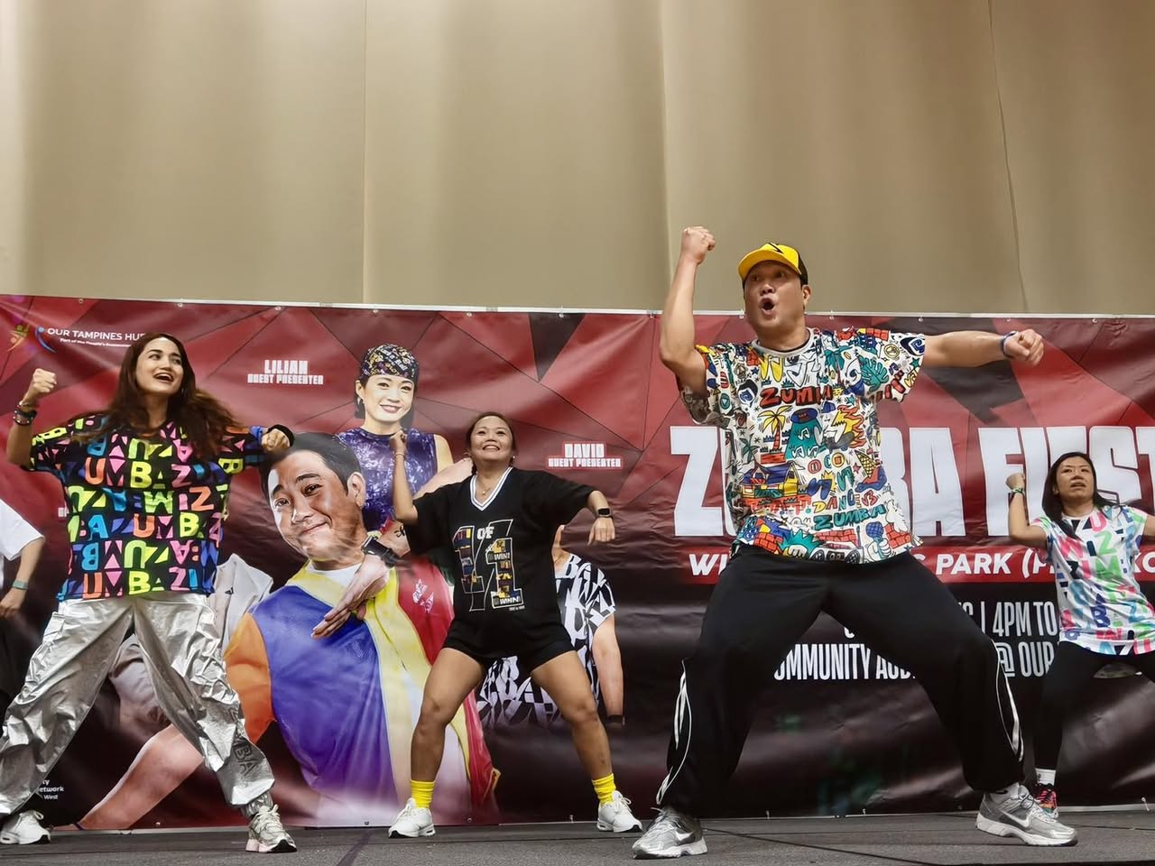 Close-up of the energetic Zumba session.