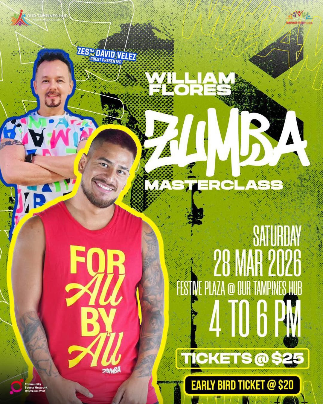William Flores and David Vélez Zumba Masterclass promotional banner